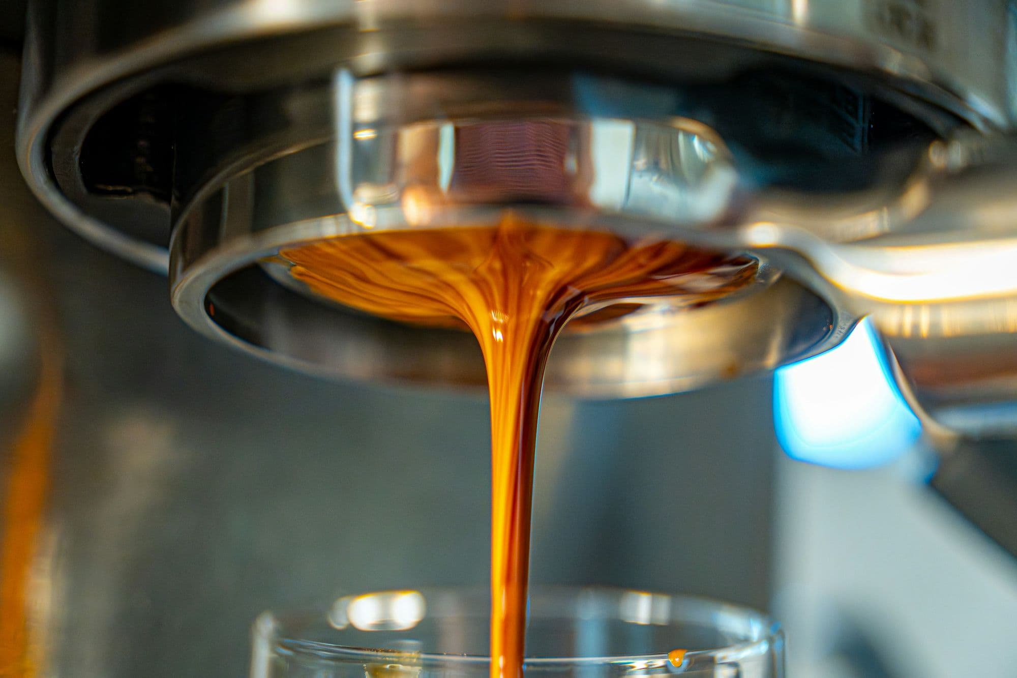 Espresso pouring into a glass