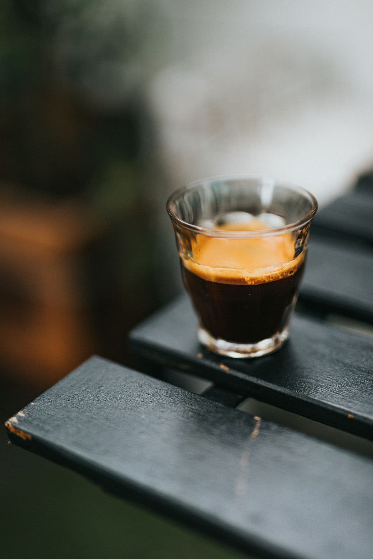 A fresh espresso in a glass